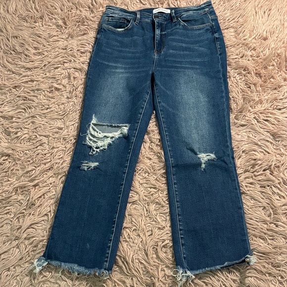 Flying Monkey Crop Distressed High Rise Denim - Picture 2 of 12